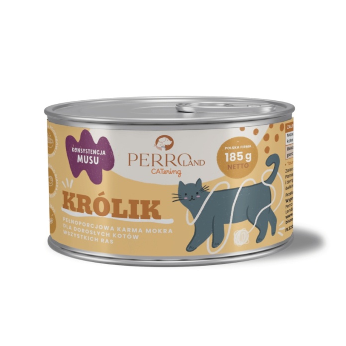 WOW Cat Kawałki wołowiny w sosie 85g PERROLand CATering Królik 185 g – mokra karma monobiałkowa w puszce